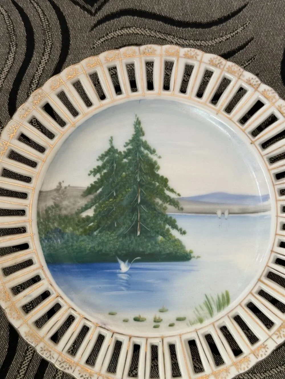 Vintage Ucagco Japan Hand Painted Reticulated Plate 7